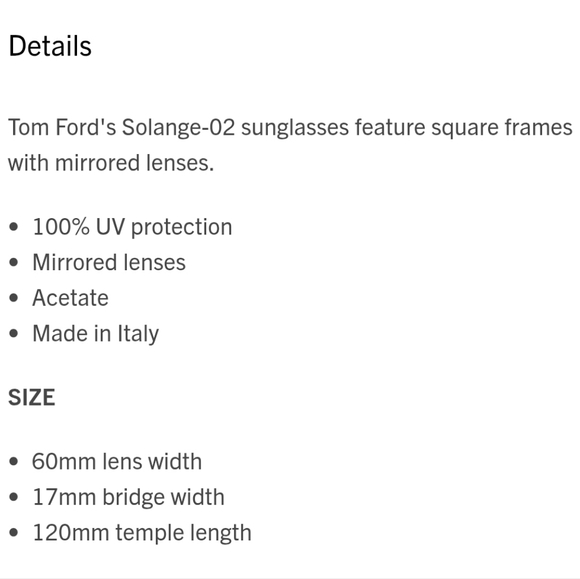 Tom Ford Solange 2 Black and Gold Sunglasses With Blue Tinted Lenses - Picture 8 of 8